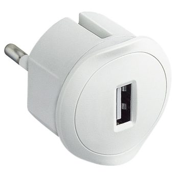   USB töltőadapter fehér 100-240V/ 5V DC 1500mA stabilizált süllyesztett dugó Legrand 050680