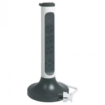   Asztali elosztótorony 3680W fehér/fekete 1.5mm2 2m túlfeszvédett 4xEURO 16A  kapcsolós Legrand 694505