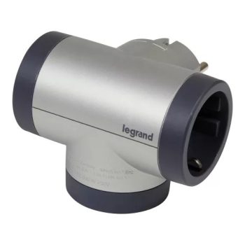   Elosztódugó DIN(F)->2xDIN(F)+USB A+C alumínium/szürke 16A 230V 2xUSB-töltő Legrand 694524