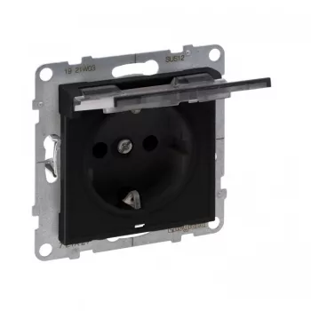   Suno 162 dugalj földelt csapófedéllel gyerekzárral fekete IP21 süllyesztett rugós Legrand 721427