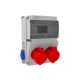 Ipari elosztó 5/32A. 380V. 2db elől 1/16 A 2db oldalt