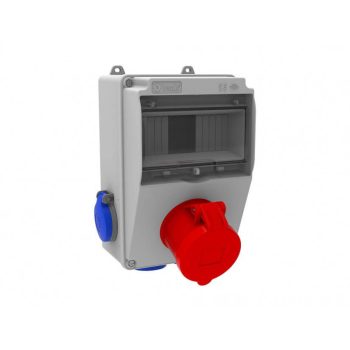   Bemis Ipari elosztó 5/32A. 380V. 1 db elől - 1/16A. 220V. 2db oldalt BH5-2134-4020