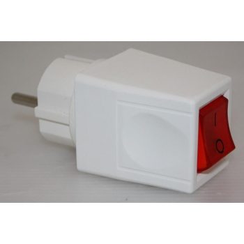   1z kapcsolós 2P+F dugvilla jelzőfénnyel lengő 2P 10A 240V billentyű/gomb fehér VA Elektronika  DKF-162-K