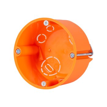   Gipszkarton szerelvénydoboz 1-es kerek 68mm-átmérő narancs műanyag csavarral F-TRONIC E115