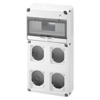   Dugaszoló kiselosztó 4-dugaljhellyel műanyag 1x10M falonkívüli szürke IP65 68Q-DIN Gewiss GW68003N