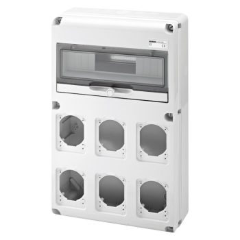   Dugaszoló kiselosztó 6-dugajhellyel műanyag 1x 14M falonkívüli szürke IP65 68Q-DIN Gewiss GW68008N