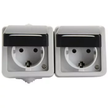   Kanlux 27131 TEKNO 05-1248-143 dupla dugalj, vízszintes, fekete, IP54 ,16A, 250~