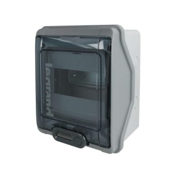   Kiselosztó PE/N-sínnel műanyag 1x 6M falonkívüli szürke IP65 zárt-fedél ajtó Plexo Legrand 601976