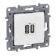 Niloé USB töltőaljzat A+A 2/ki 2400mA-max. 5V süllyesztett fehér Legrand 764594