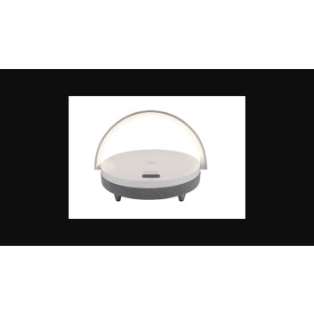   Strühm Saturn asztali lámpa fehér színben hangszóróval és vezeték nélküli telefontöltővel