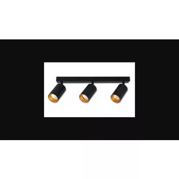   MasterLED Eris fekete-arany mennyezeti 3-as lámpa keret  GU10-es foglalattal