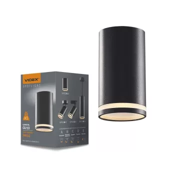   Videx Carmelo fekete mennyezeti lámpa keret  GU10-es foglalattal