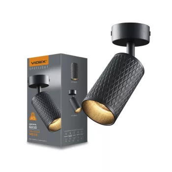   Videx Grant fekete anyagában mintás mennyezeti lámpa keret  GU10-es foglalattal