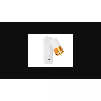   MasterLED Klemens arany/fehér fali lámpa  GU10-es foglalattal USB aljzattal