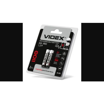   Videx AAA 1100mAh újratölthető akkumlátor (darabár  min. rendelhető mennyiség 2 db)