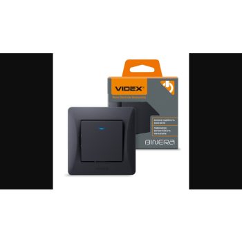   Videx Binera jelzőfényes fekete színű süllyesztett egypólusú kapcsoló (101)