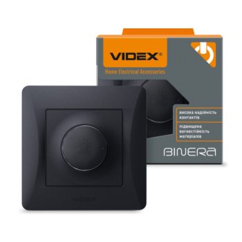   Videx Binera fekete színű süllyesztett 600W-os dimmer kapcsoló