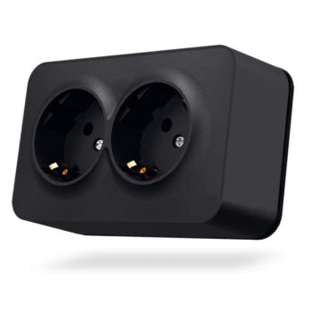   Videx Binera fekete színű falon kívüli dupla földelt csatlakozó aljzat