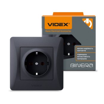   Videx Binera fekete színű süllyesztett földelt csatlakozó aljzat