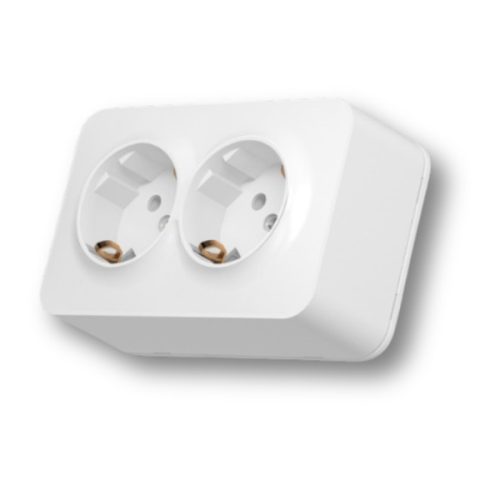 Videx Binera fehér színű falon kívüli dupla földelt csatlakozó aljzat