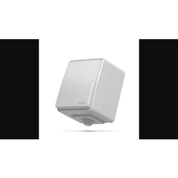   Videx Binera szürke színű falon kívüli  vízmentes egypólusú kapcsoló (101)