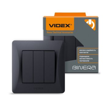   Videx Binera fekete színű süllyesztett hármas csillárkapcsoló (3x105)