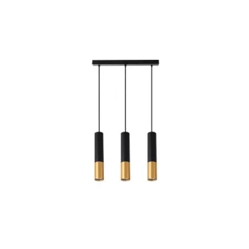   MasterLED Keon fekete-arany színű függesztett mennyezeti lámpa 3xGU10-es foglalattal