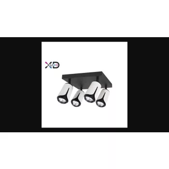   MasterLED Bud fekete/fehér négyzet alakú mennyezeti lámpa keret  4xGU10-es foglalattal