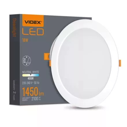 Falba süllyesztett LED panel Videx 18 W-os süllyesztett natúr fehér kör alakú LED-es mennyezetlámpa