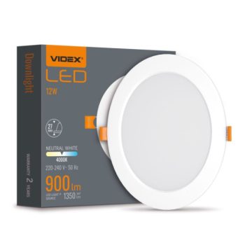   Videx 12 W-os süllyesztett natúr fehér, kör alakú LED-es mennyezetlámpa