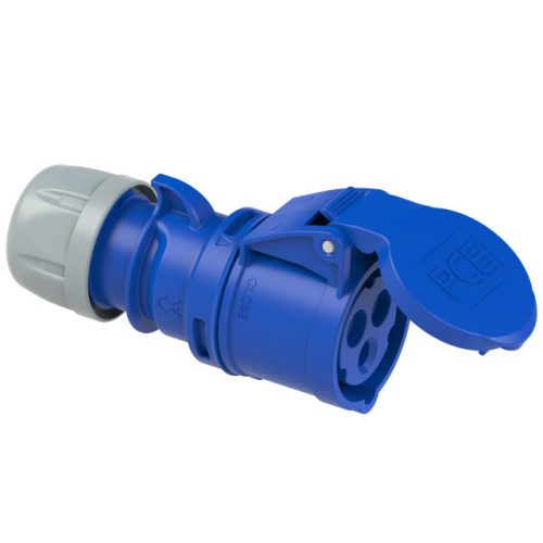 Ipari dugalj lengő 2P+E 16A 230V(50+60Hz) kék egyenes IP44 műanyag 6h-pozíció csavaros Shark PCE 213-6