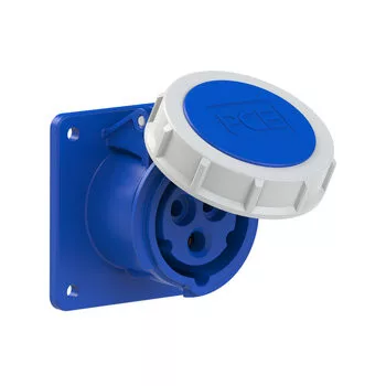   Ipari dugalj beépíthető 16A 3P 230V(50+60Hz) kék egyenes IP67 műanyag 6h-pozíció csavaros PCE 3132-6