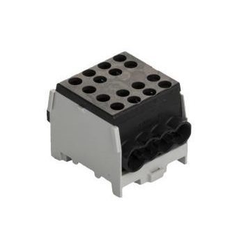   Fővezetéki leágazó sorkapocs 35 mm2 fekete 2x35mm2/ 6x25mm2 sínre szerelhető HLAK 35-1/6 Pollmann 2080187