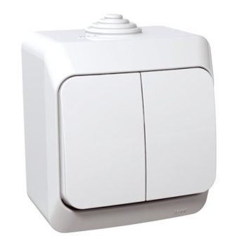   CedarPlus 105 2x1P csillárkapcsoló betét komplett házban fehér falonkívüli IP44 Schneider WDE000550