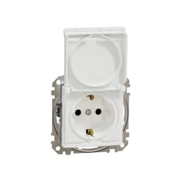   SednaÚj 162 dugalj földelt csapófedéllel gyerekzárral fehér IP20 süllyesztett csavaros Schneider SDD111023