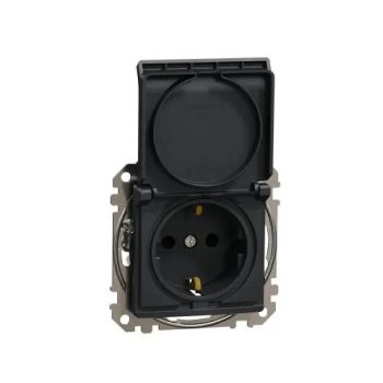   SednaÚj 162 dugalj földelt csapófedéllel gyerekzárral antracit IP20 süllyesztett Schneider SDD114023