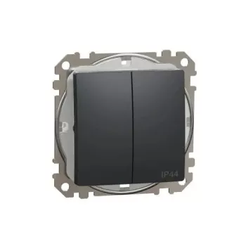   SednaÚj 105 2x1P csillárkapcsoló betét adapterrel antracit süllyesztett rugós IP44 Schneider SDD214105